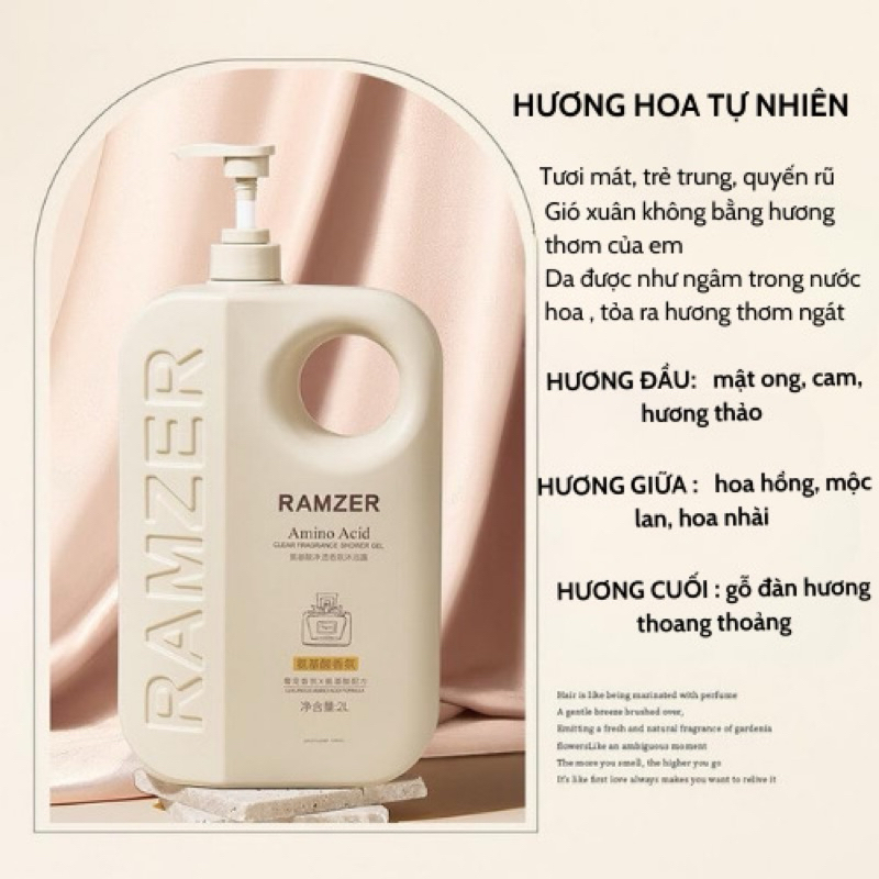 Sữa tắm nước hoa cao cấp RAMZER thơm lâu dưỡng ẩm và làm sạch da hiệu quả