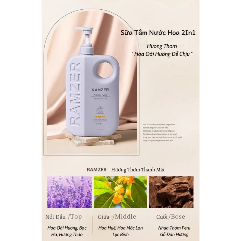 Sữa tắm nước hoa cao cấp RAMZER thơm lâu dưỡng ẩm và làm sạch da hiệu quả