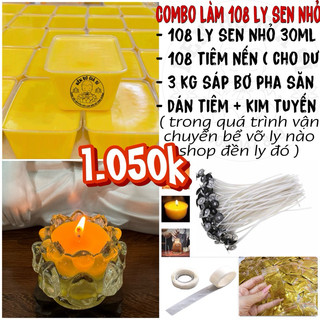 ( SIÊU RẺ ) Combo làm 108 ly nến bơ sen nhỏ ( Kèm văn khấn cúng dường )