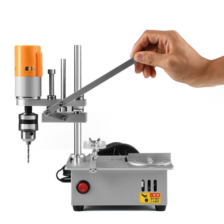 Máy cắt cưa mài khoan dọc mini đa năng table saw JM800 drill grinding sawing all-in-one machine DIY bench