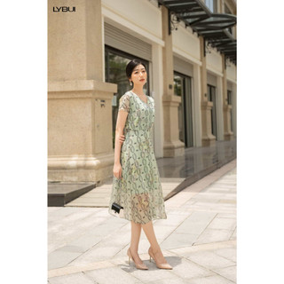 Váy Xanh Dây Leo Cổ V Ly Bui AT17