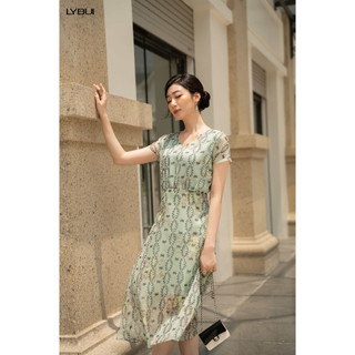 Váy Xanh Dây Leo Cổ V Ly Bui AT17