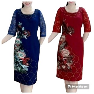 Đầm dự tiệc trung niên sang trọng cho mẹ dáng suông hoa nổi kết cườm tay ren cao cấp, Đầm trung niên dự tiệc bigsize 5X