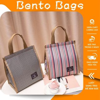 Túi giữ nhiệt đựng cơm, túi đựng đồ ăn văn phòng size lớn mang đồ ăn giỏ hộp cơm trưa vải xinh cute thời trang TC17