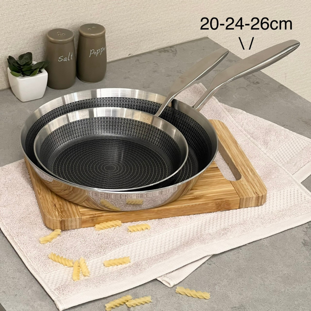 Chảo đúc inox chống dính vân nổi Kaiyo Chảo chống dính đáy từ đủ size  20 24 26cm dùng cho mọi loại bếp