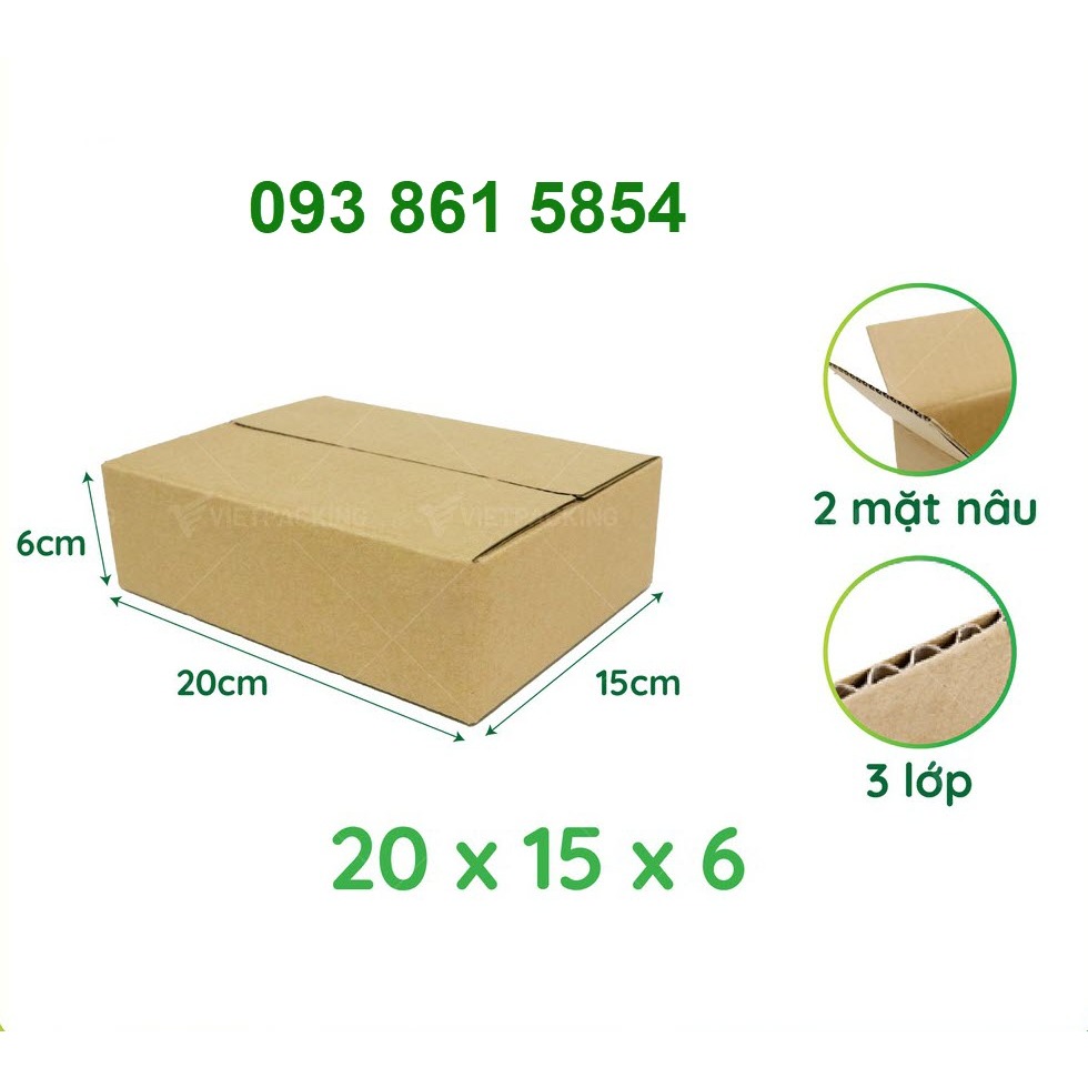Combo 10 Thùng Hộp Carton 20x15x6 Đóng Gói Hàng Loại Tốt Cứng