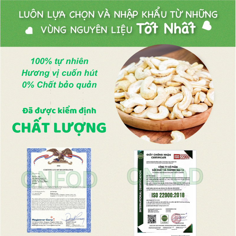 Hạt điều vỡ tươi sống ONFOD làm sữa hạt giảm cân hạt dinh dưỡng nấu ăn dặm cho bé túi 200G 400G