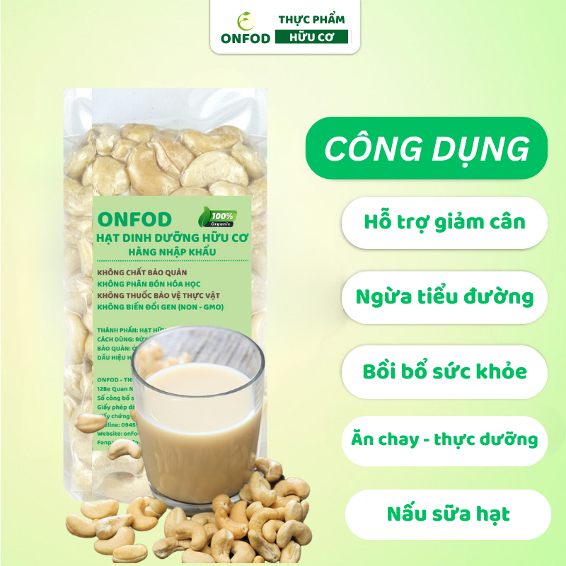 Hạt điều vỡ tươi sống ONFOD làm sữa hạt giảm cân hạt dinh dưỡng nấu ăn dặm cho bé túi 200G 400G