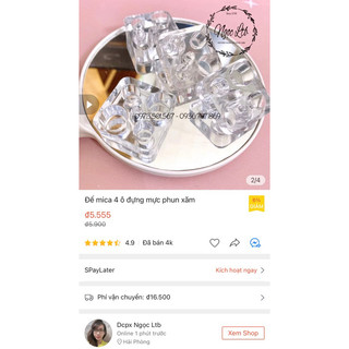 Đế mica 4 lỗ đựng mực phun xăm