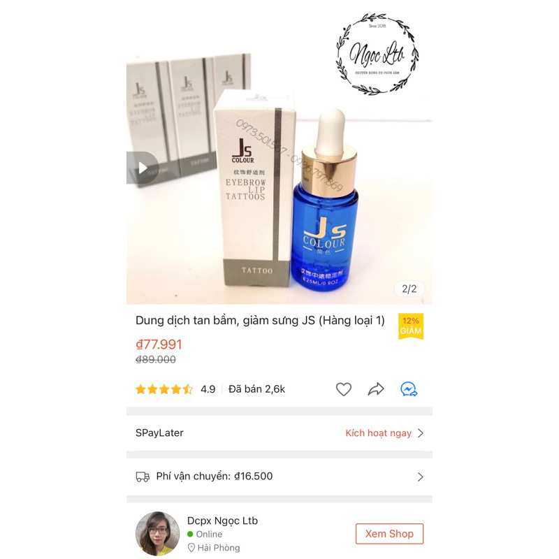 Dung dịch tan bầm, giảm sưng Js (Hàng loại 1)