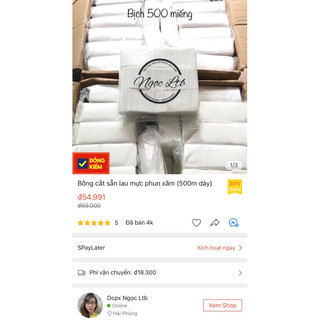 Bông cắt sẵn lau mực phun xăm (500m dày)