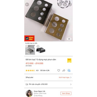 Đế kim loại 7 ô đựng mực phun xăm