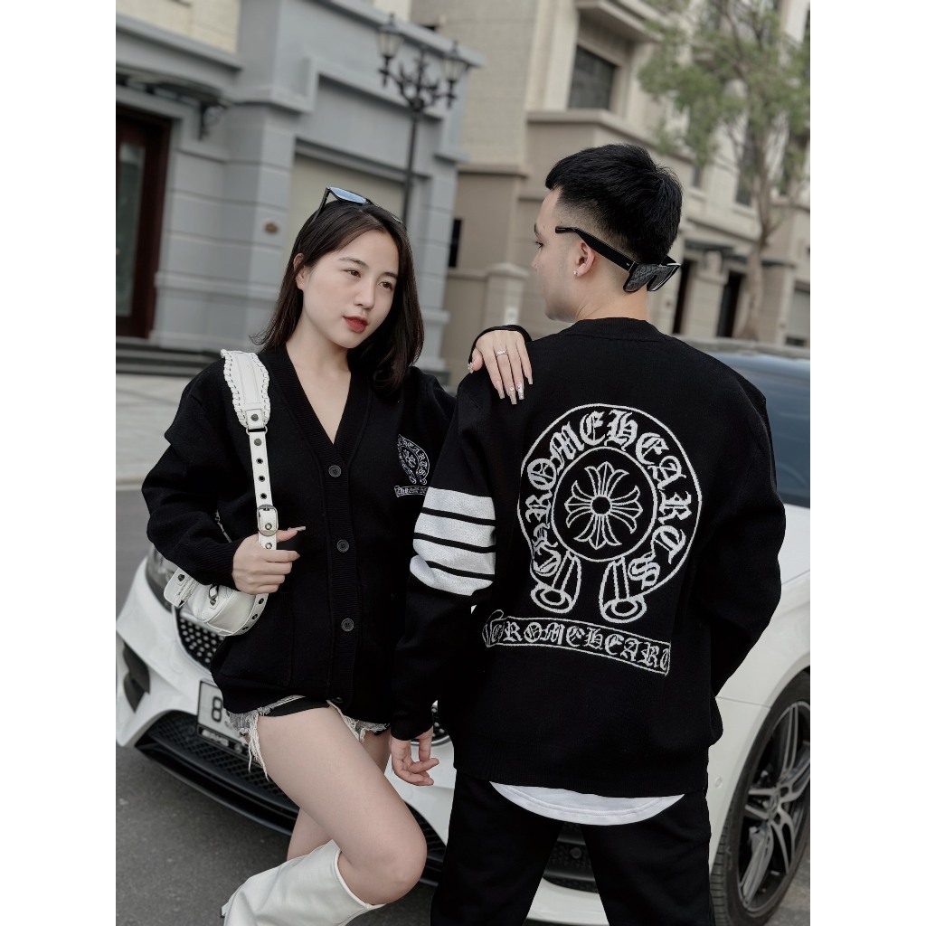 Áo Khoác Cadigan Len Chomre Heart Họa Tiết Chữ Thập Sau Lưng Bản Siêu Cấp - Áo hàng chuẩn Len Quảng Châu Loại 1