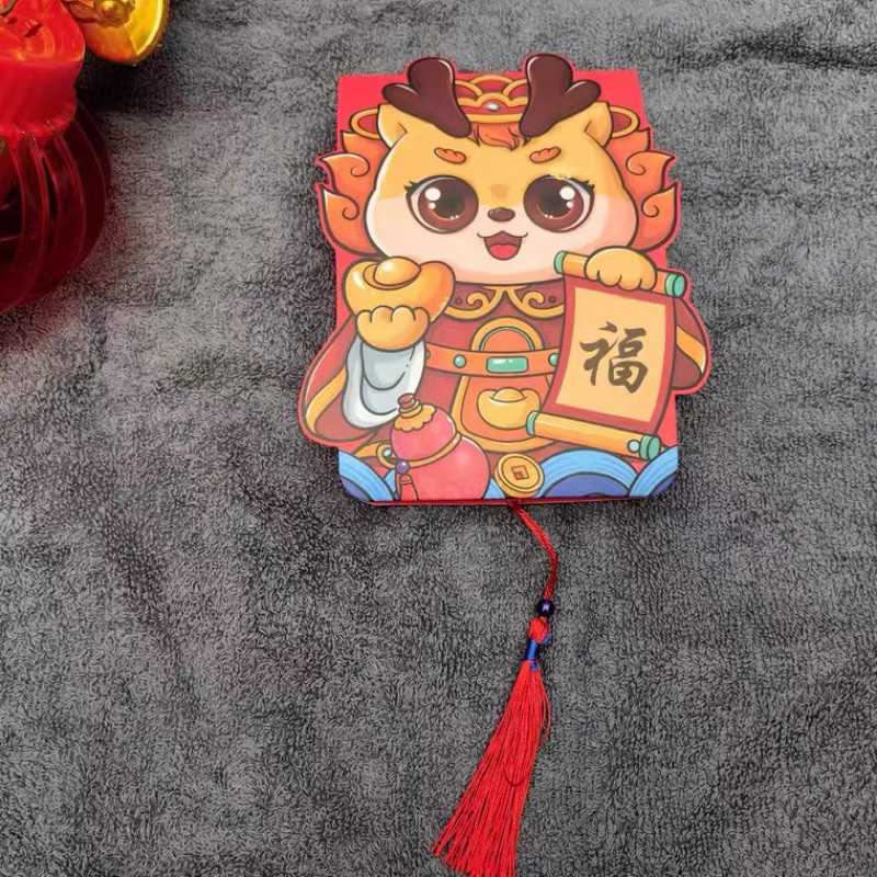 Lì xì tết Giáp Thìn 2024, lì xì nhiều ngăn dạng quyển gập gọn dễ thương dạng phong bì 6 ngăn