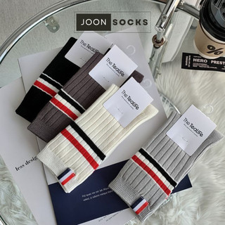 Tất vớ nữ nam sọc thom cao cổ dài trắng dễ thương hàn quốc đẹp JOON nhiều màu cotton co giãn 4 chiều