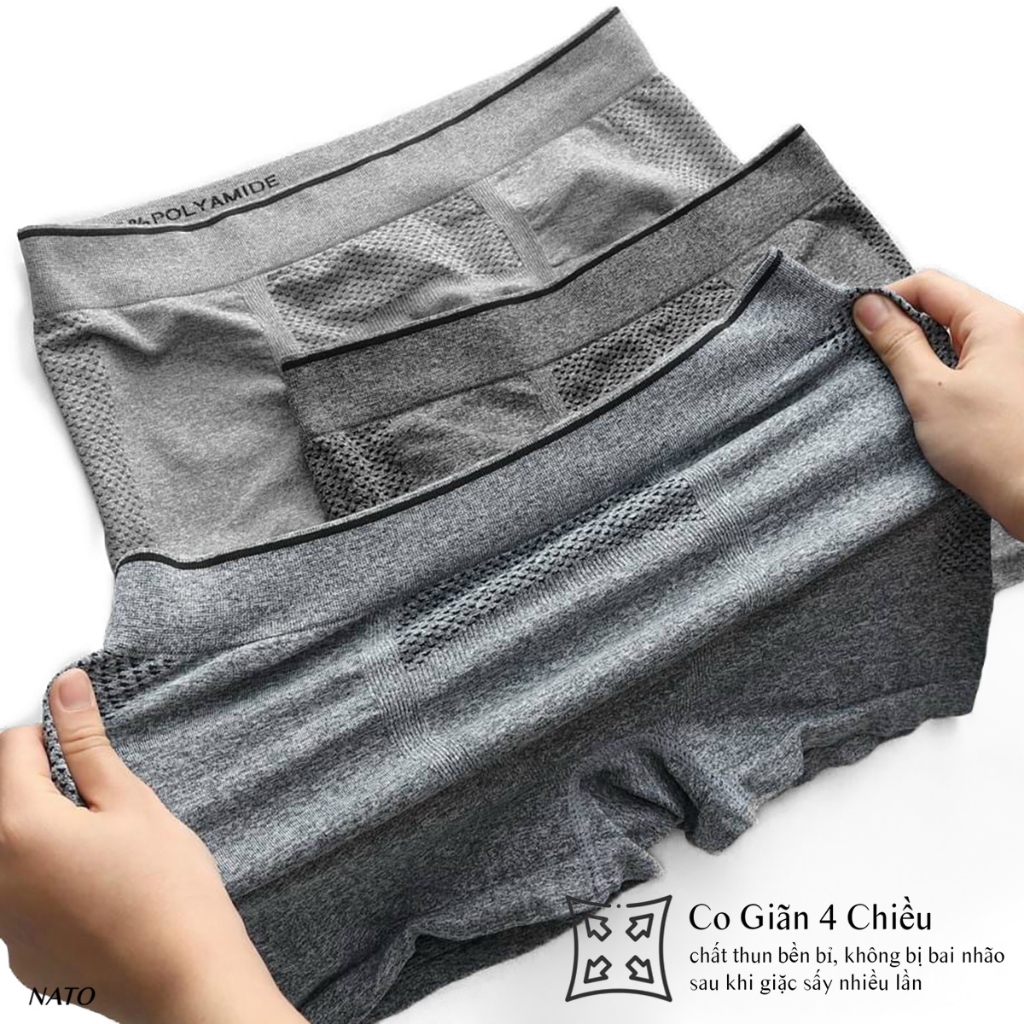 Quần Lót LỖ Nam Vải Cotton 100% Thun Lạnh Lưới Lỗ Cao Cấp Màu Đen Xám Trơn Boxer Sịp Đùi Tam Giác Xì Lip Sì Co Giãn NATO