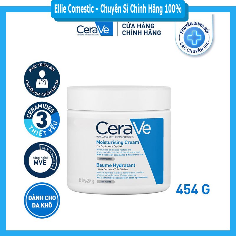 Kem dưỡng ẩm SADOER Cerave Moisturising Cream 340g/454g - Hàng chính hãng Ellie Comestic