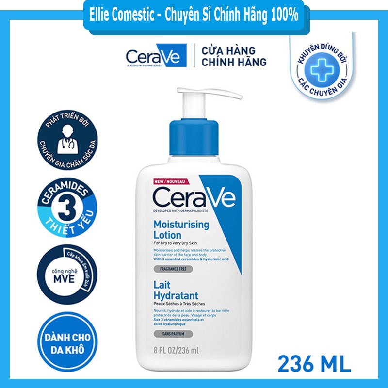 Sữa dưỡng ẩm toàn thân (cơ thể và da mặt) Cerave Daily Moisturizing Lotion 236ML