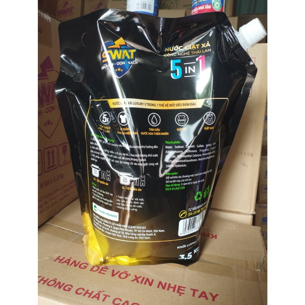 3.5Kg túi Nước giặt xả Swat Luxury Hương Thiên Nhiên thơm lâu 5in1