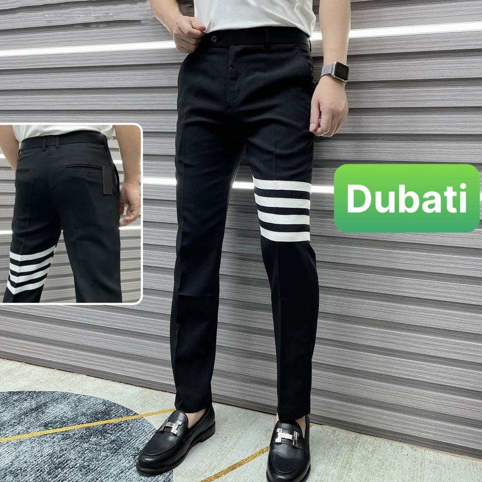 QUẦN TÂY ÂU NAM MÀU ĐEN SỌC TRẮNG THOME BROM DÁNG ÔM BODY HÀN QUỐC CAO CẤP - DUBATI FASHION
