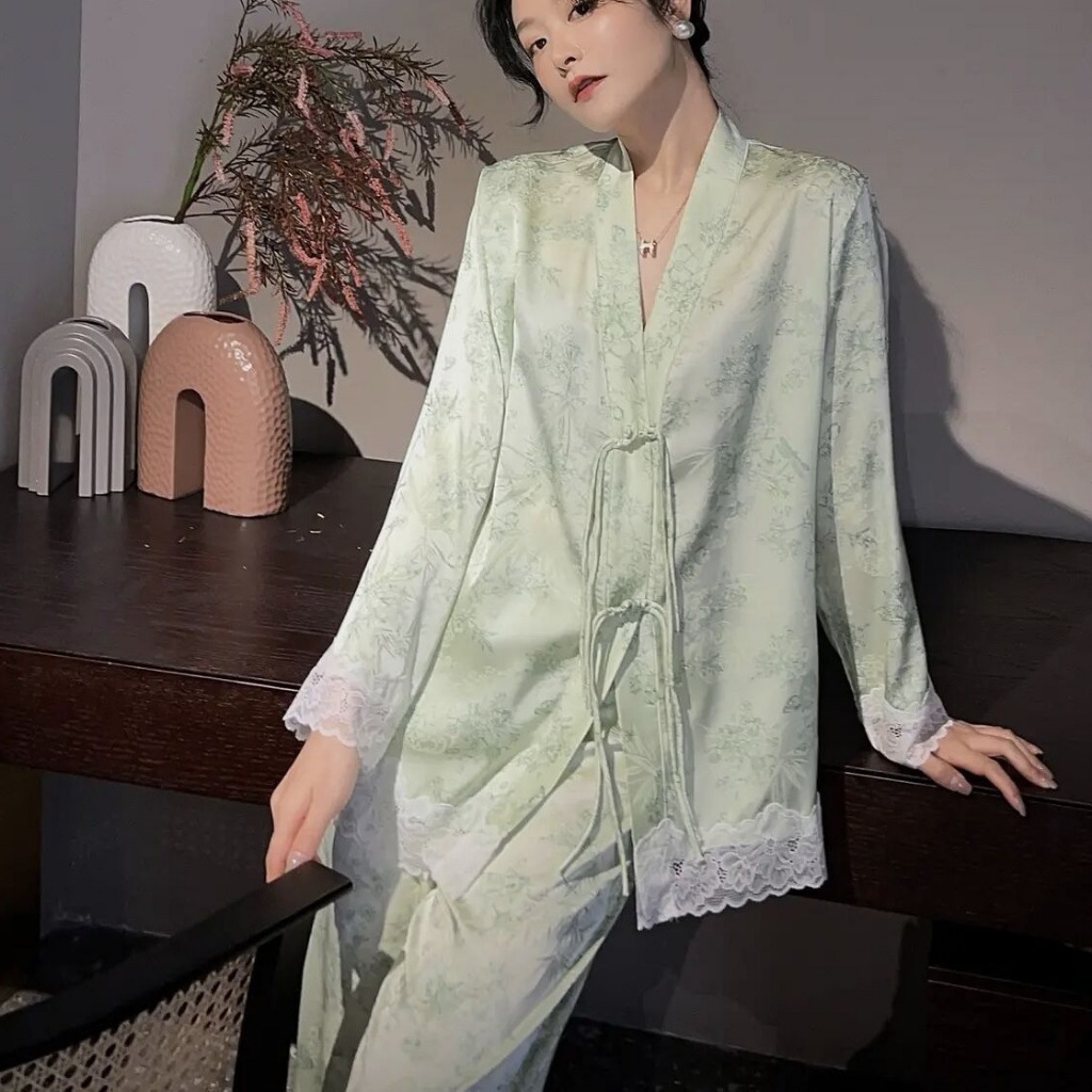 Bộ Lụa Mặc Nhà Pijama Nữ Tay Dài Chất Lụa Cao Cấp Mát Mềm Mịn ELSA PIJAMA