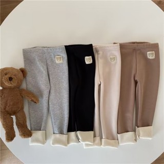 Quần legging lót lông cho bé gái chất cotton điêu mềm ấm