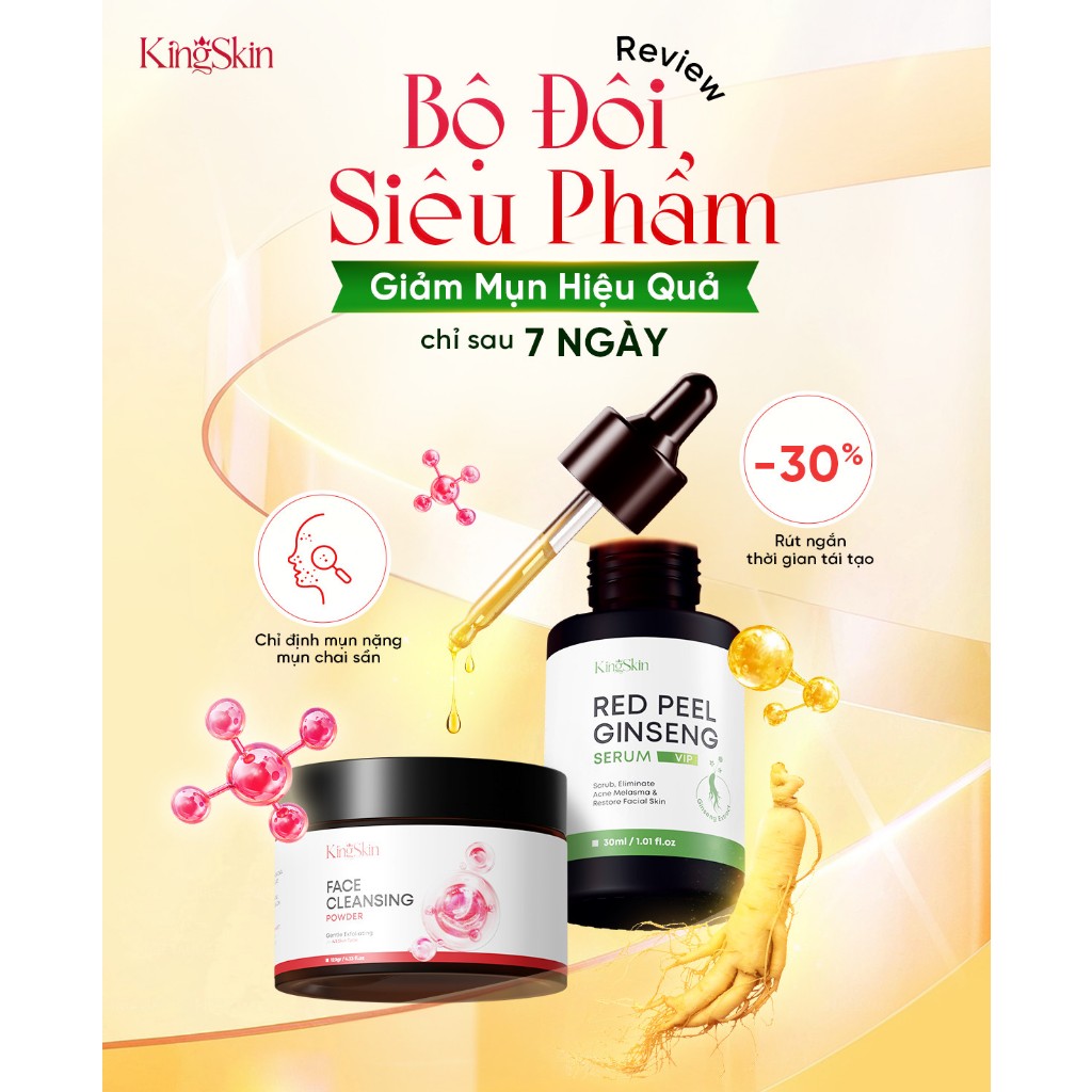 FREESHIP COMBO GIẢM MỤN RED PEEL VIP KING SKIN