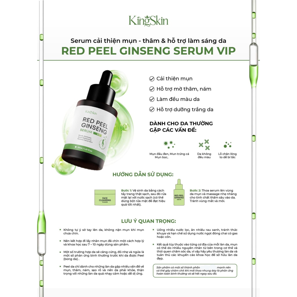 FREESHIP COMBO GIẢM MỤN RED PEEL VIP KING SKIN