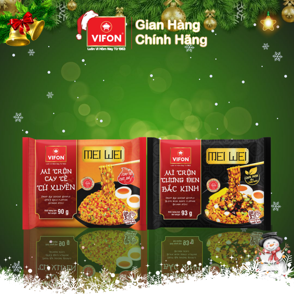 Set 10 gói Mì MeiWei Trộn Cay Tê Tứ Xuyên / Tương Đen Bắc Kinh VIFON 93gr/gói
