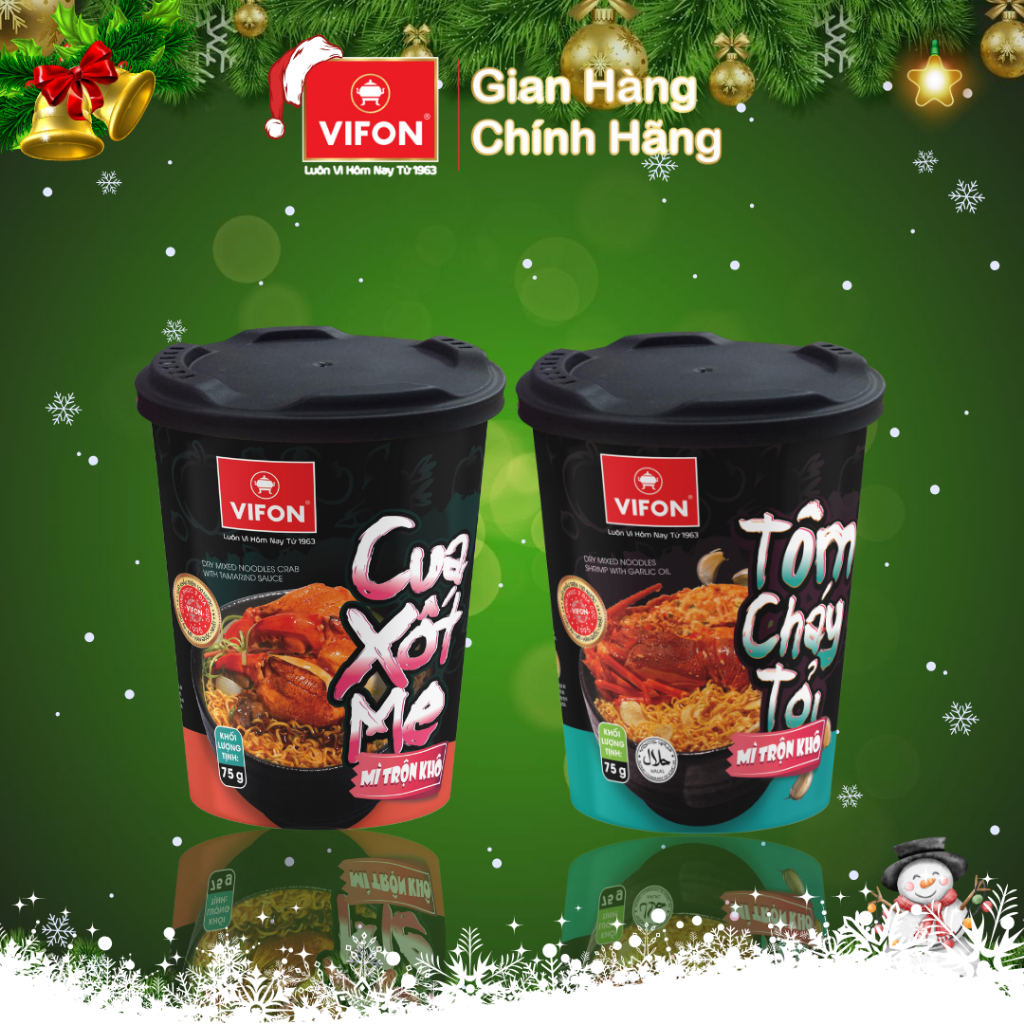 Thùng 24 ly mì Trộn Cua Xốt Me/ Tôm Cháy Tỏi VIFON 75gr/ Ly