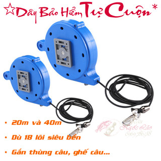 Dây bảo hiểm tự cuộn ★ an toàn cho cần câu tay, gắn vào thùng câu đài hoặc ghế câu cá, dài 20m 40m