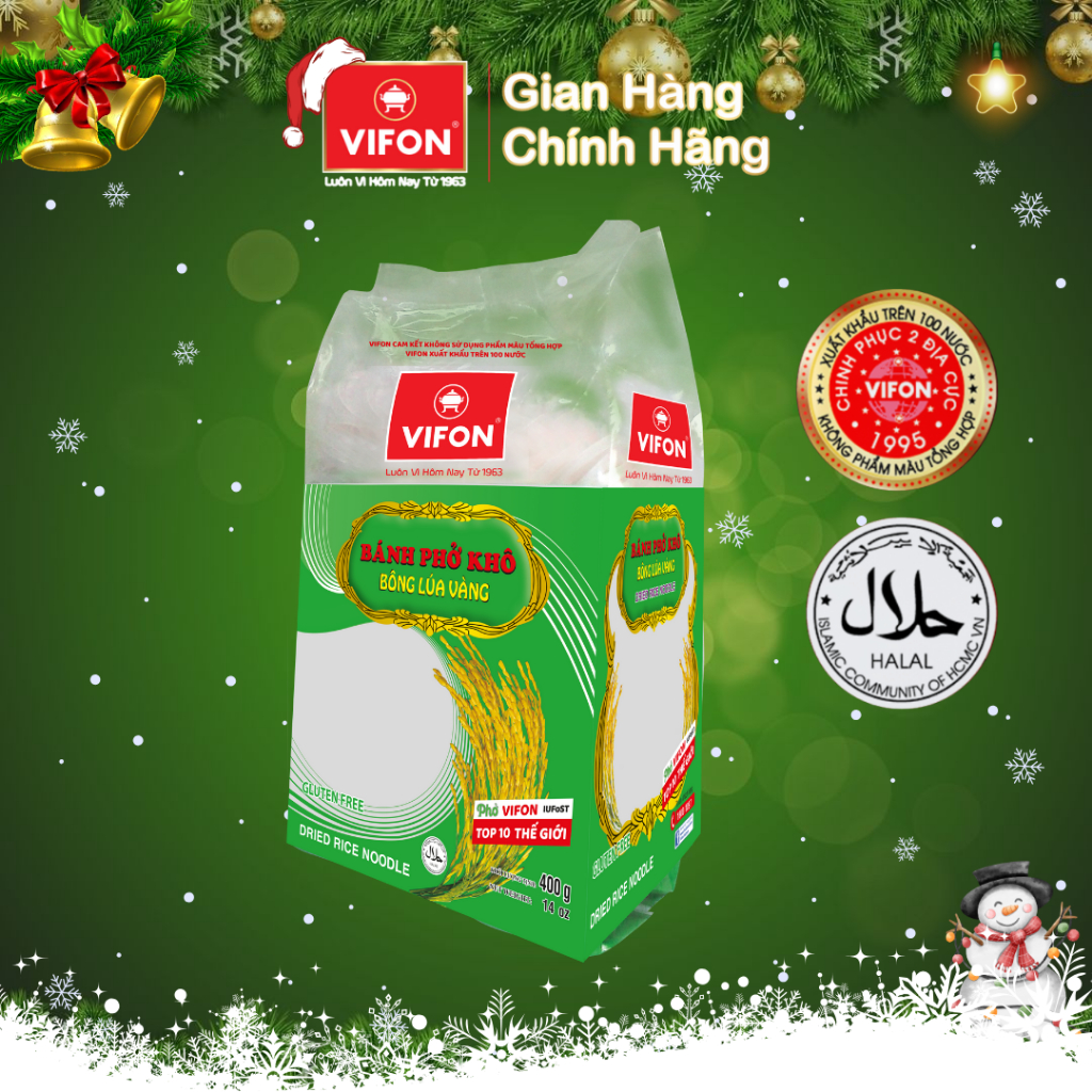 Thùng 12 gói Phở khô bông lúa vàng 400gr/gói