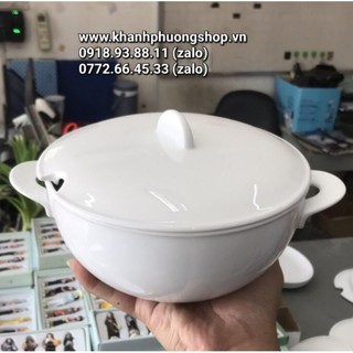 Thố sứ Minh Long có nắp 20cm - thố sứ minh long 20cm