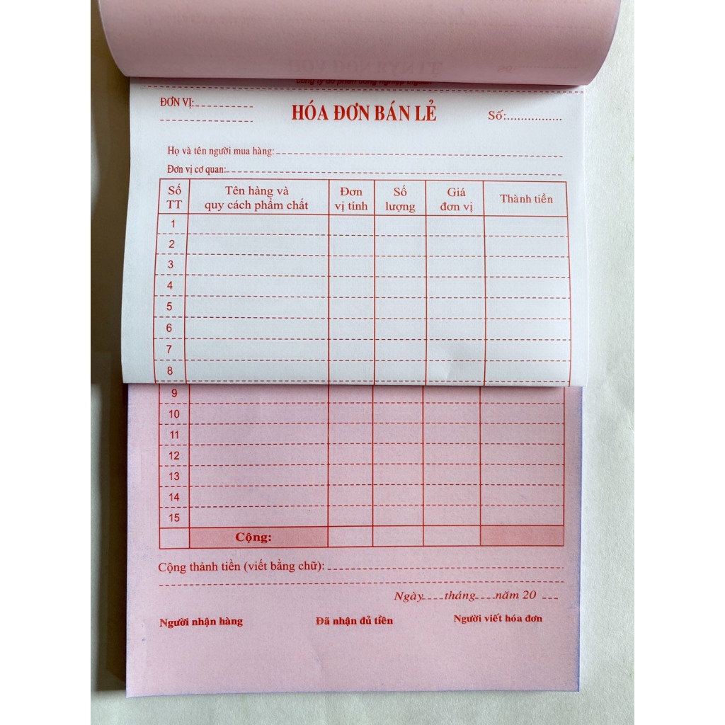 Phiếu thu, Phiếu chi, Phiếu xuất kho, Phiếu nhập kho, Hóa đơn bán lẻ - Giấy carbon đẹp