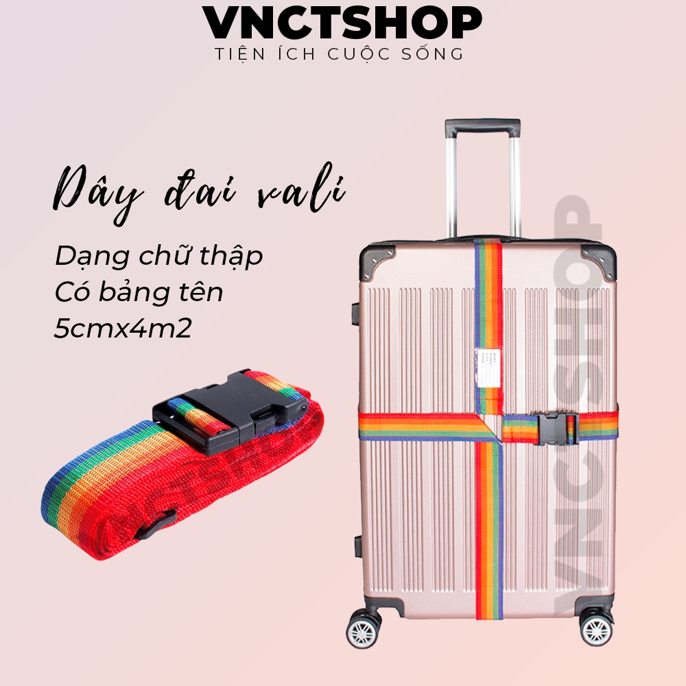 Dây đai vali chữ thập vnctshop, dây ràng buộc khóa hành lý đi du lịch