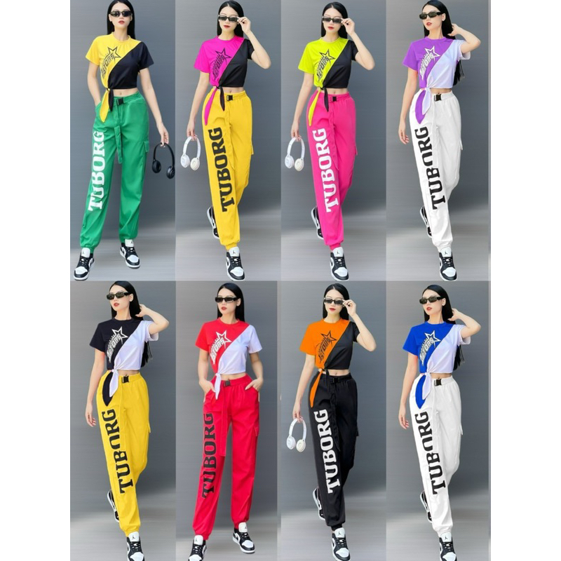 Áo crotop phối màu