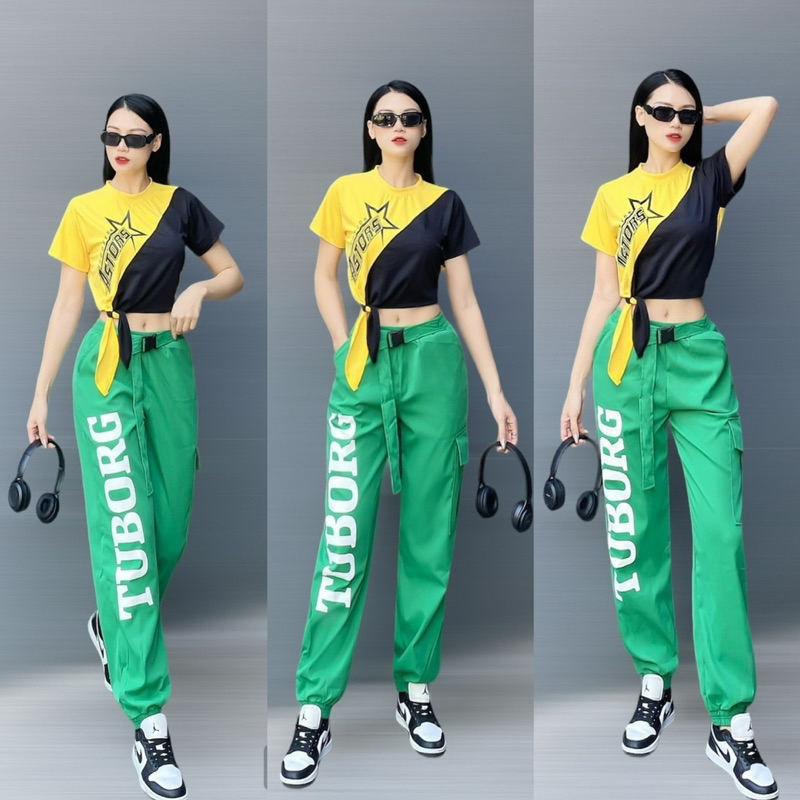 Áo crotop phối màu