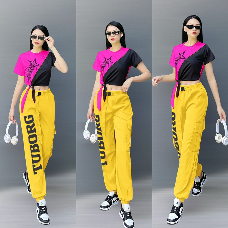 Áo crotop phối màu