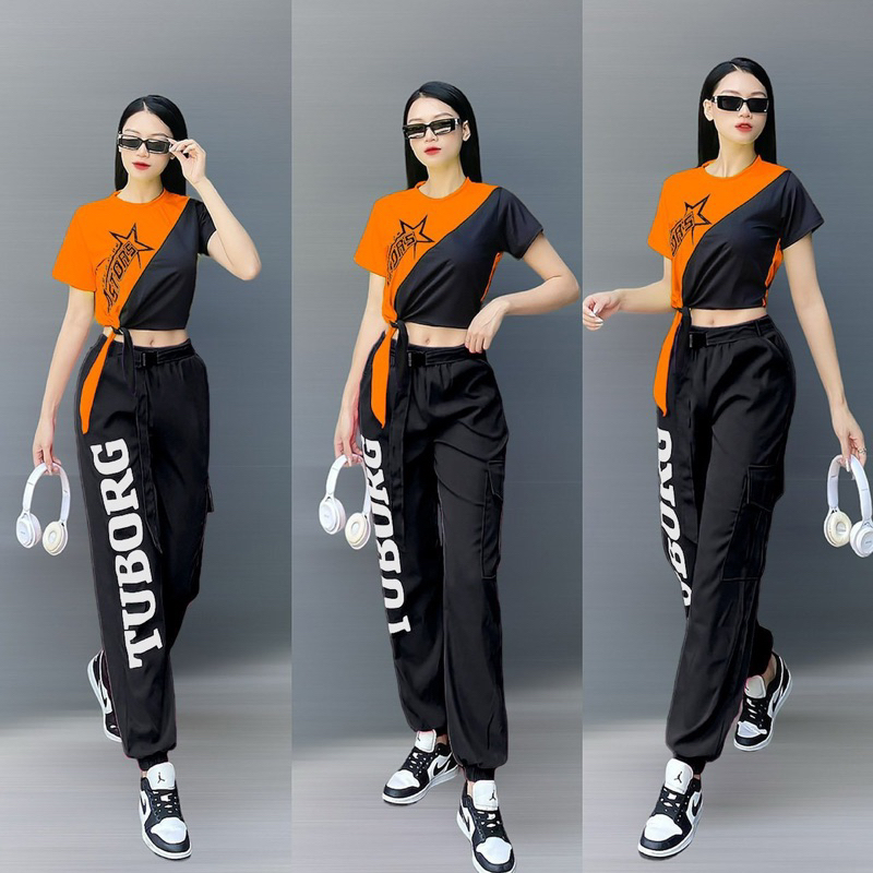 Áo crotop phối màu