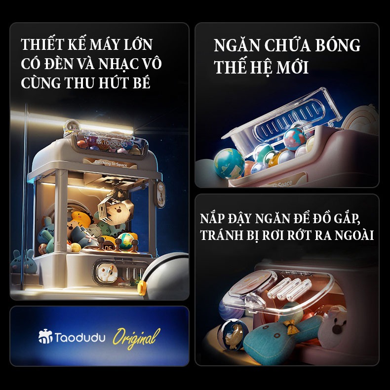 Máy Gắp Thú Bông Thỏ Phi Hành Gia Vũ Trụ Kích Thước Lớn Có Nhạc, Đèn Bắt Mắt Kèm Gấu, Bóng - Món Quà Ý Nghĩa Dành Cho Bé