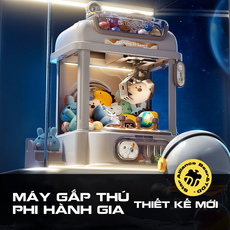 Máy Gắp Thú Bông Thỏ Phi Hành Gia Vũ Trụ Kích Thước Lớn Có Nhạc, Đèn Bắt Mắt Kèm Gấu, Bóng - Món Quà Ý Nghĩa Dành Cho Bé