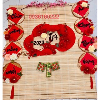 Set trang trí Khánh tết( Khánh+ câu đối+ bánh chưng+ hoa đào+mành( S2A)