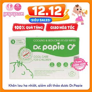Khăn lau hạ nhiệt, giảm sốt thảo dược Dr.Papie chính hãng cho bé từ 0m+ trở lên