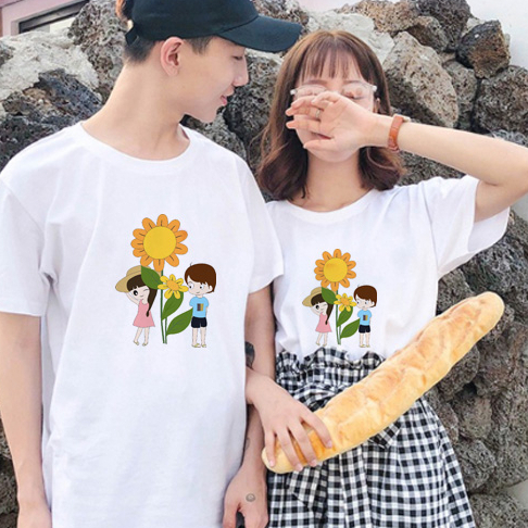 Áo Thun Cặp Tình Nhân, Đồ Đôi Coupel Nam Nữ chàng trai cô gái hoa mặt trời- KTQN TSHIRT AND UNIFORM