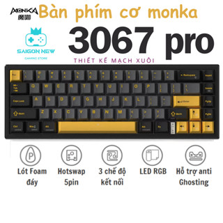 Bàn phím cơ không dây Monka 3067 version 2 pro - Hỗ trợ hotswap - LED RGB nhiều chế độ - Mạch xuôi
