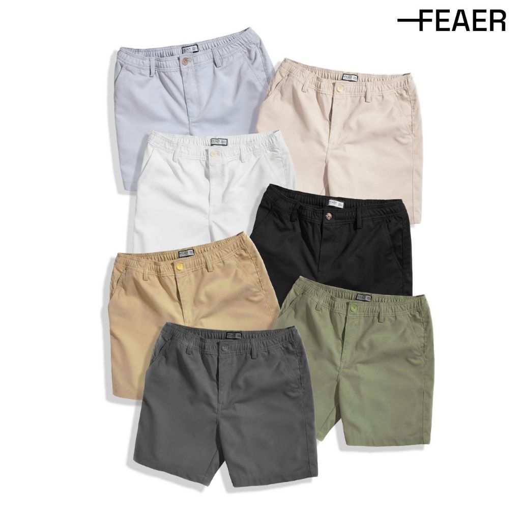 Quần Kaki Short Basic Sleek Lưng Chun, Co Giãn Thoải Mái, Trẻ Trung - FEAER