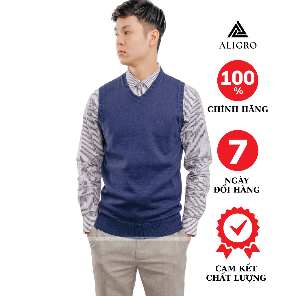 Áo len gile Aligro ALENGL012 màu xanh biển đậm