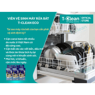 Viên vệ sinh máy rửa chén bát tự động T-Clean (Tclean) sạch nhờn, sạch bẩn, sạch căn mỡ