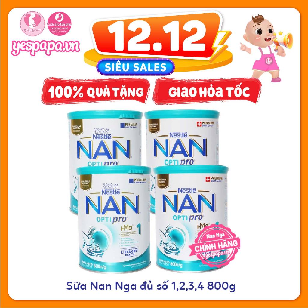 Sữa Nan Nga đủ số 1,2,3,4 800g mẫu mới