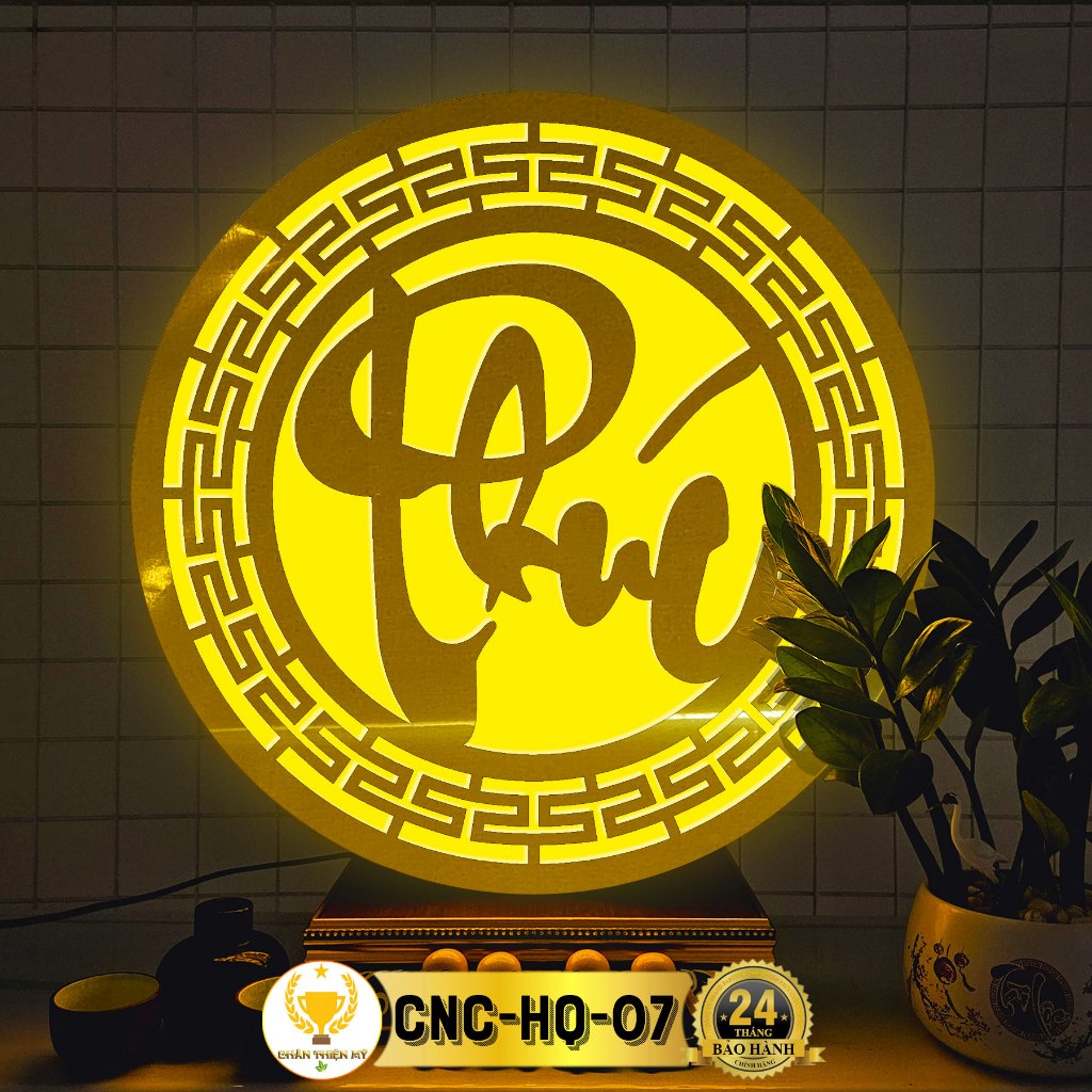 Đèn Hào Quang Phật Cắt CNC Chữ Phúc Việt Trang Trí Bàn Thờ, Treo Cùng Tượng Phật CNC-HQ-07
